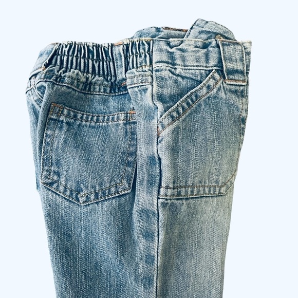 Cherokee denim blue jeans zipper pockets snap cotton elastic waist Boy 9 Months - Picture 7 of 12
